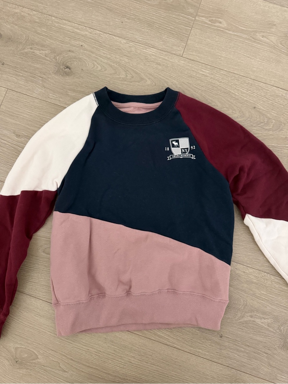Abercrombie kids Colorblock Crewneck Sweater - Navy, Rose, Burgundy